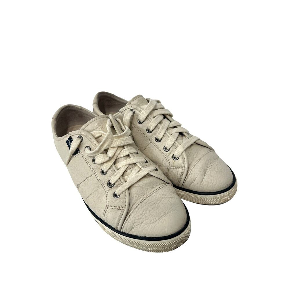 FRANKIE4 Womens NAT II Sneaker Beige Leather Lace Up Trainers Sz 8.5